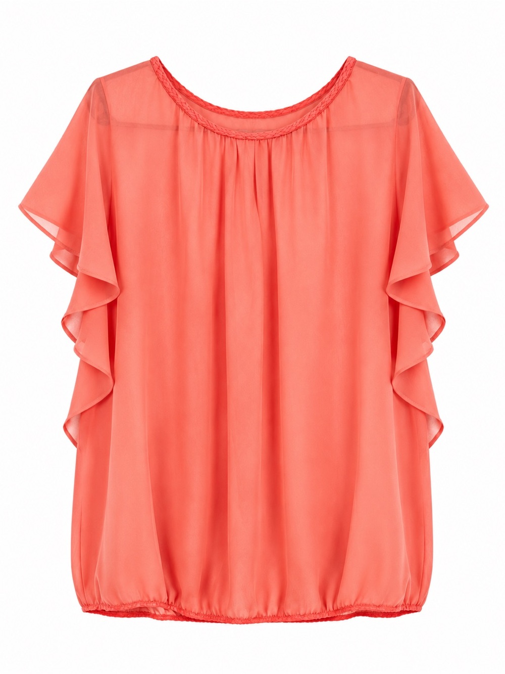 Anthology Size 18 Coral Flutter Sleeve Sheer/ Chiffon Blouse